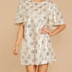 White & Gold Sequin Dress from Red Dress Boutique
